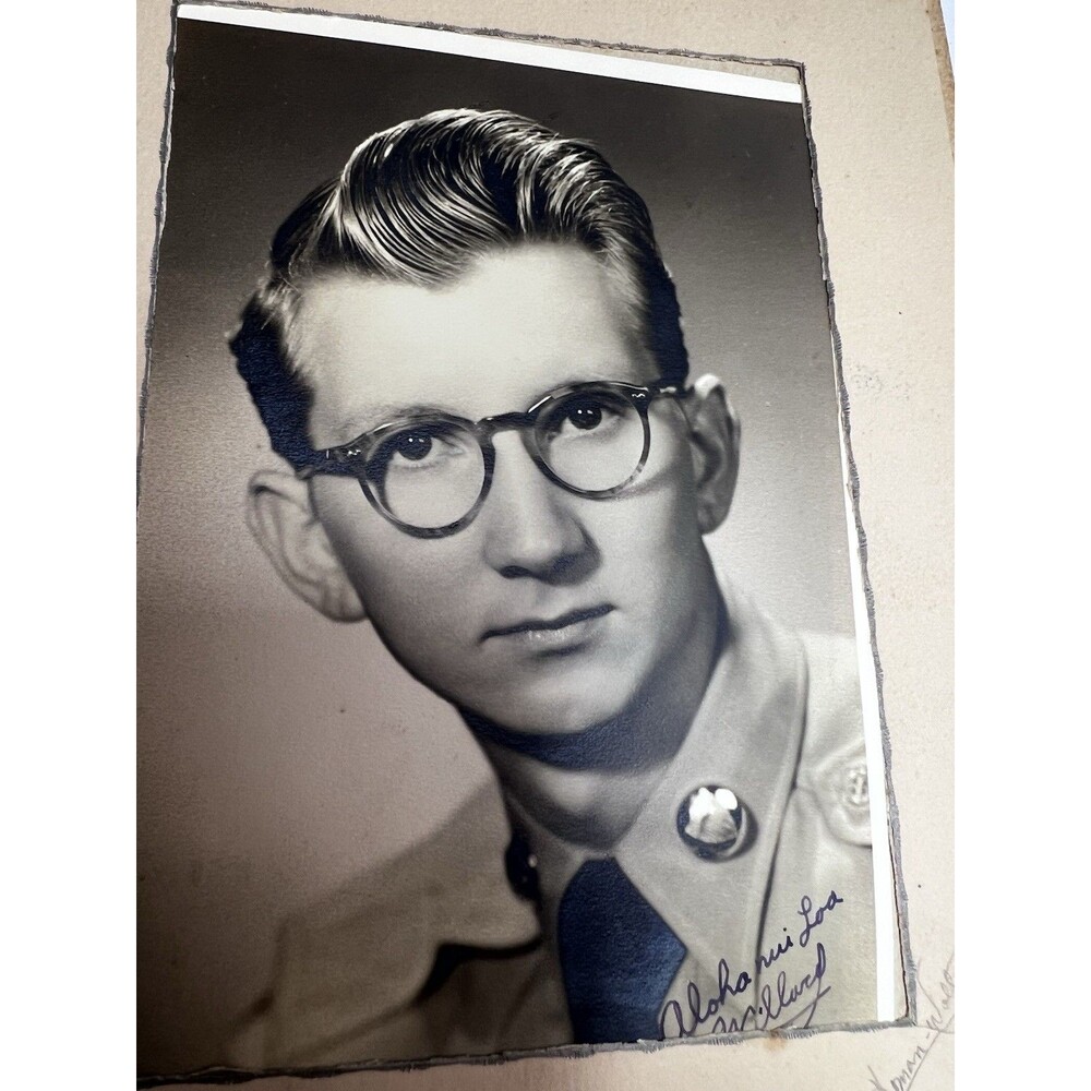 Vintage 1940s 1950s Military Signed Portrait Photo Willard Martin Honolulu